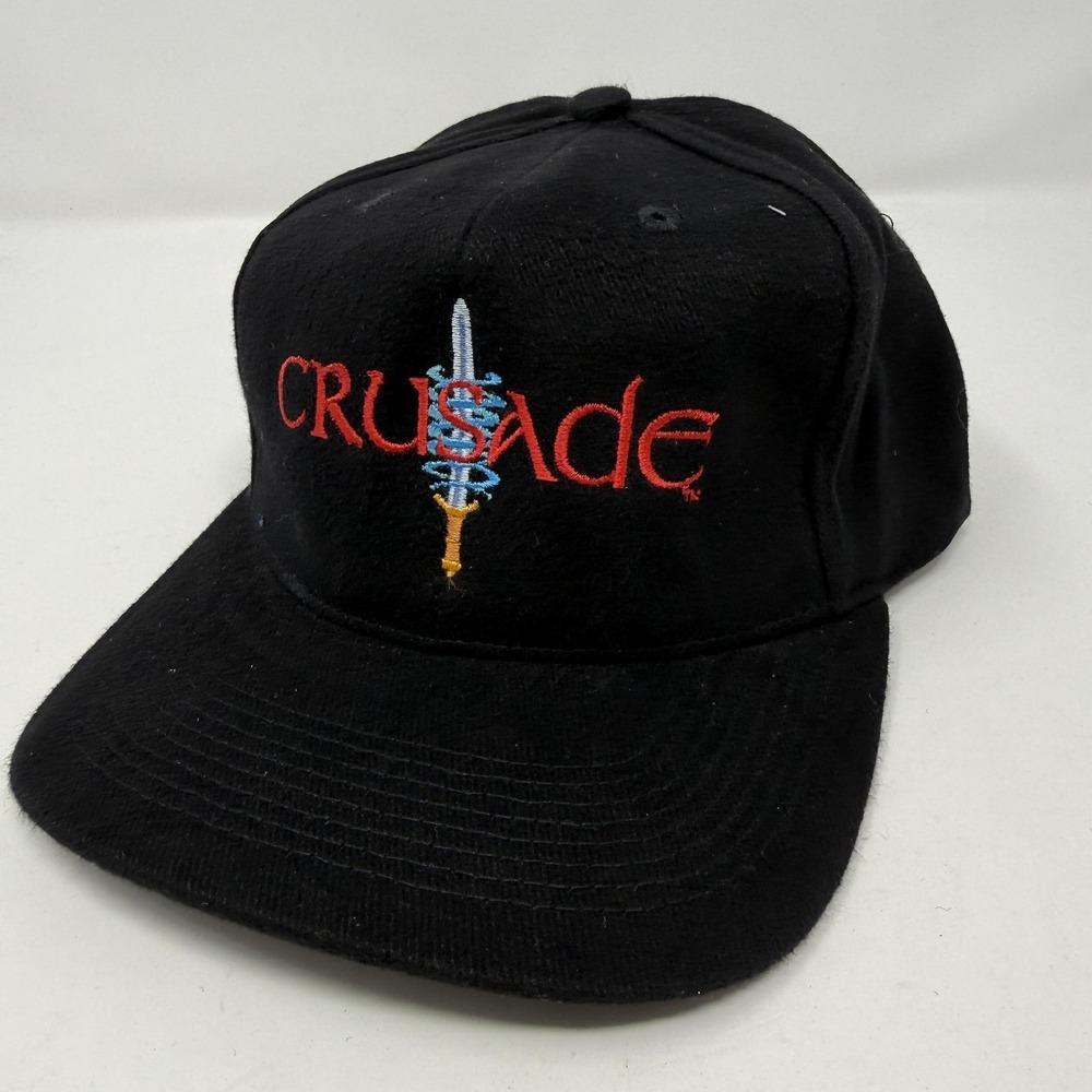 Vintage Crusade Hat Cap Strap Back Mens One Size Black Warner Bros TV 90s